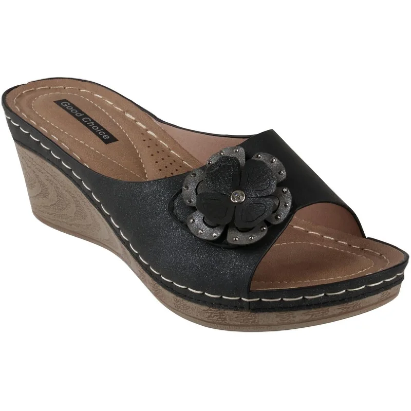 Good Choice Womens Naples Faux Leather Lifestyle Slide Sandals Beaded Moccasin Design Good Choice Womens Naples Faux Leather Lifestyle Slide Sandals Beaded Moccasin Design