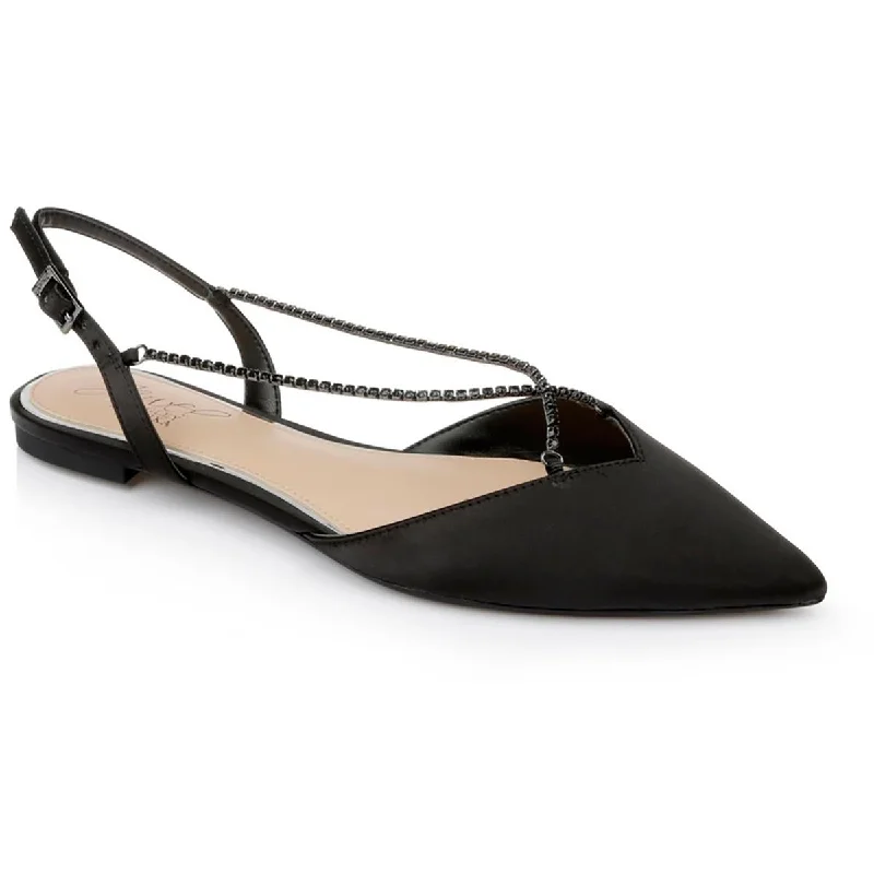 Jewel Badgley Mischka Womens Alanna Satin Slip-On Ballet Flats Suede Desert Boot 