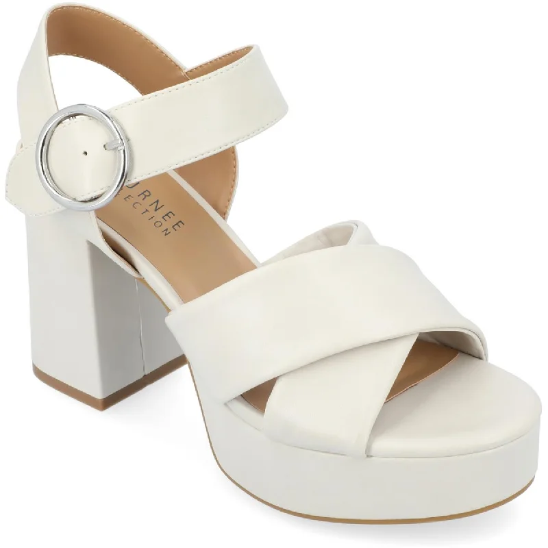 Journee Collection Womens Akeely Faux Leather Criss-Cross Front Platform Sandals Monochromatic Shoe Look Journee Collection Womens Akeely Faux Leather Criss-Cross Front Platform Sandals Monochromatic Shoe Look