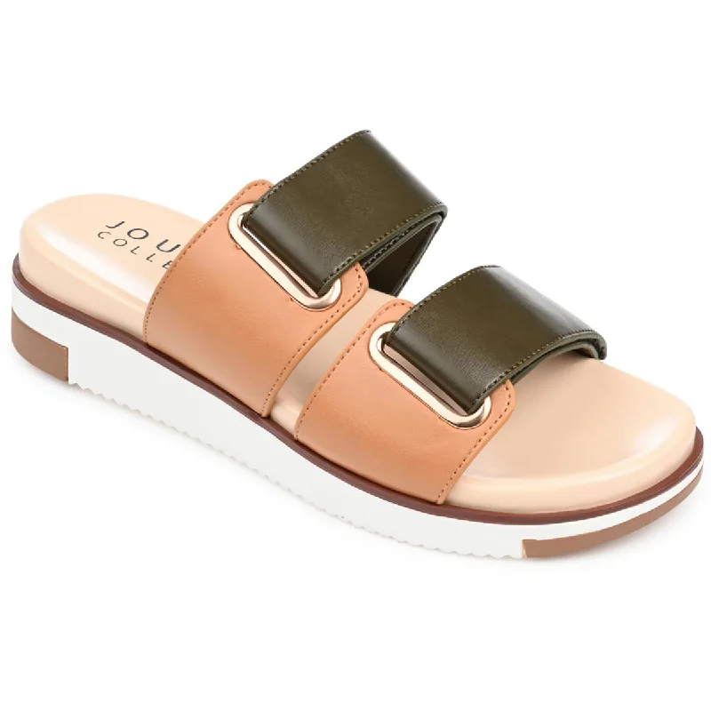Journee Collection Womens Ashanti Faux Leather Double Strap Slide Sandals Mod Oxford Design Journee Collection Womens Ashanti Faux Leather Double Strap Slide Sandals Mod Oxford Design