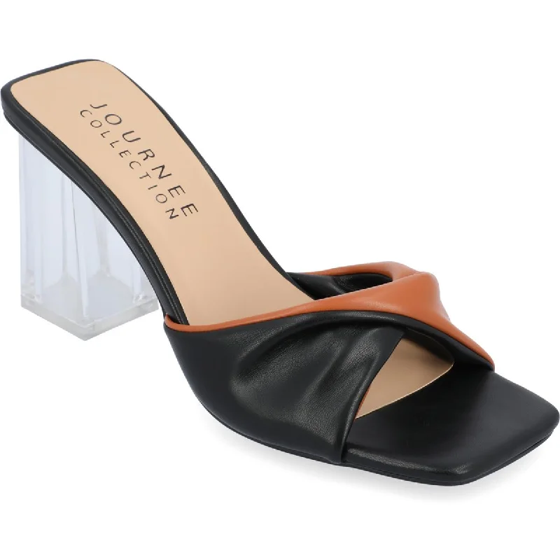 Journee Collection Womens AYLIA Faux Leather Dressy Pumps Metallic Trim Shoe Design  