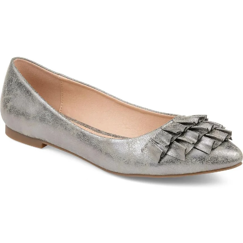 Journee Collection Womens Metallic Ballet Flats Business Monk Strap Style  