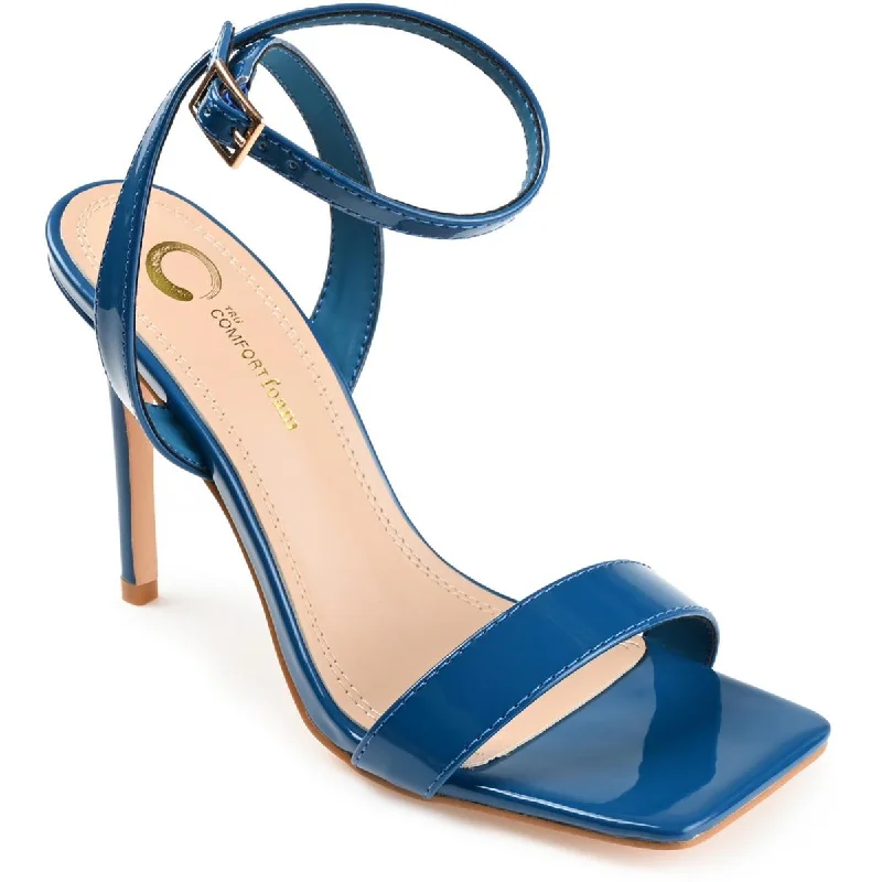 Journee Collection Womens Dorian Patent Square Toe Heels Buckle -