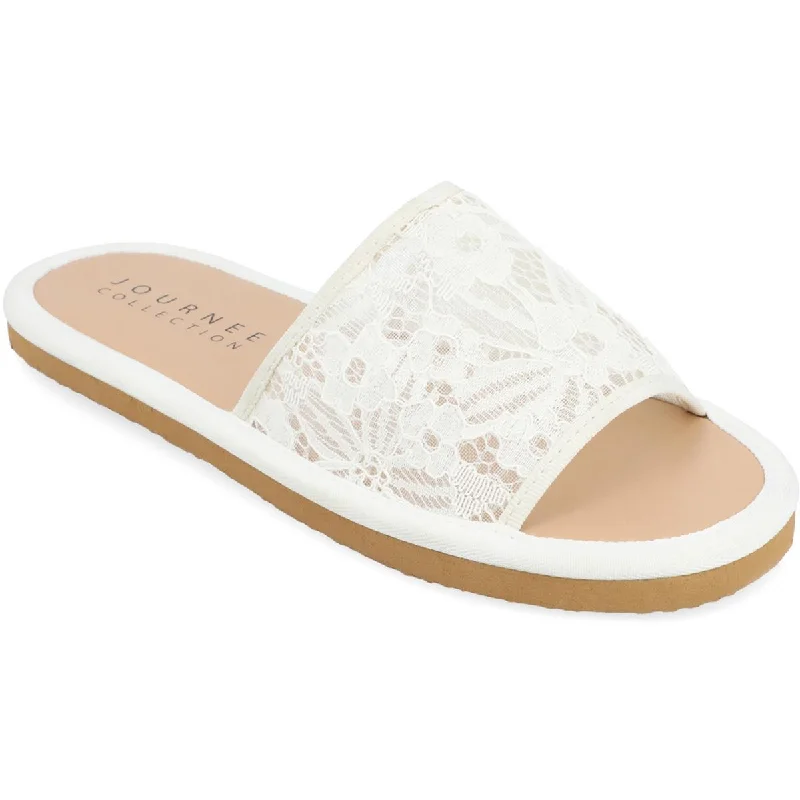 Journee Collection Womens Eniola Flat Slip On Slide Sandals Casual Loafer Style          