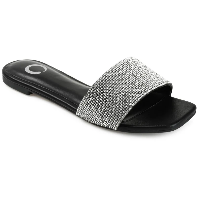 Journee Collection Womens Grayce Embellished Slip On Slide Sandals Tassel Driving Shoe Look 