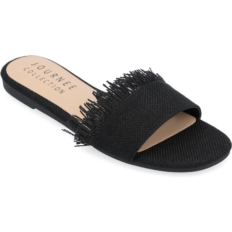 Journee Collection Womens Koreene Canvas Fringe Slide Sandals Camouflage Print Boot Style Journee Collection Womens Koreene Canvas Fringe Slide Sandals Camouflage Print Boot Style
