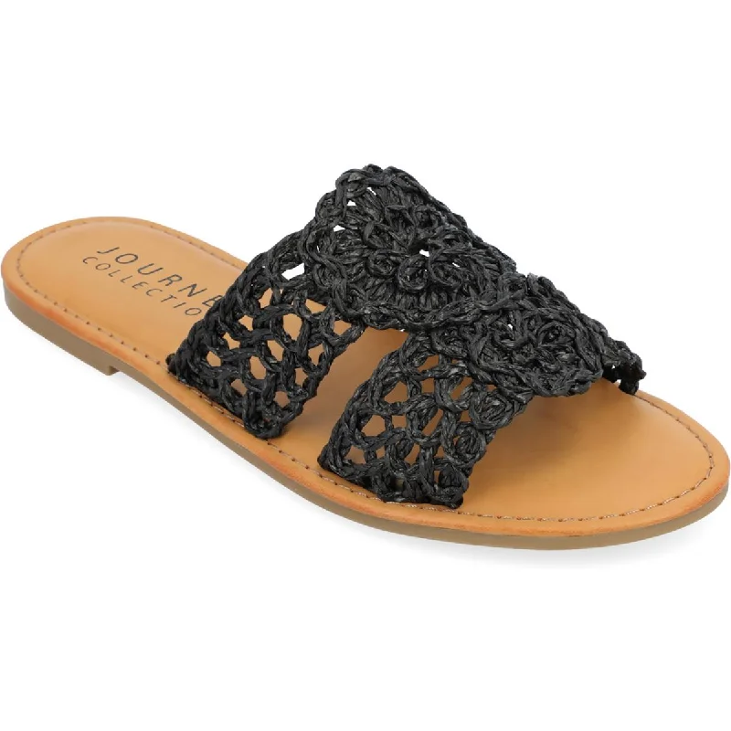 Journee Collection Womens Lissia Open Toe Slip-On Slide Sandals British Gentleman Oxford Style Journee Collection Womens Lissia Open Toe Slip-On Slide Sandals British Gentleman Oxford Style