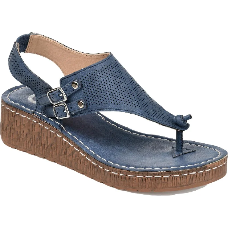 Journee Collection Womens McKell Faux Leather Ankle Strap Wedge Sandals Ivy League - Inspired Derby Look Journee Collection Womens McKell Faux Leather Ankle Strap Wedge Sandals Ivy League - Inspired Derby Look