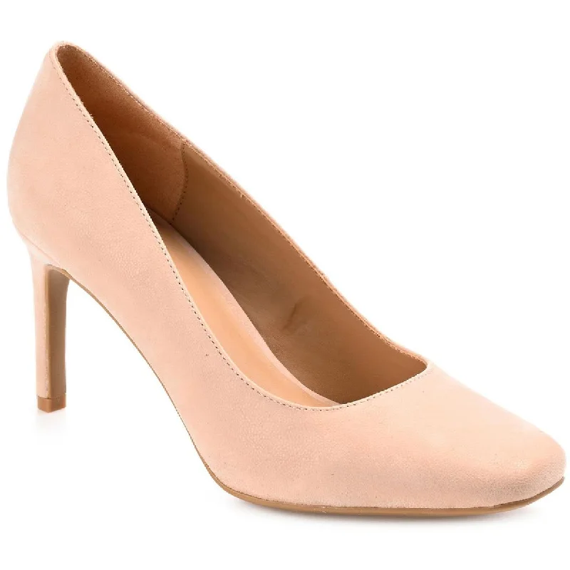 Journee Collection Womens Monalee Heel Square toe Pumps Leather Driving Shoe Style  