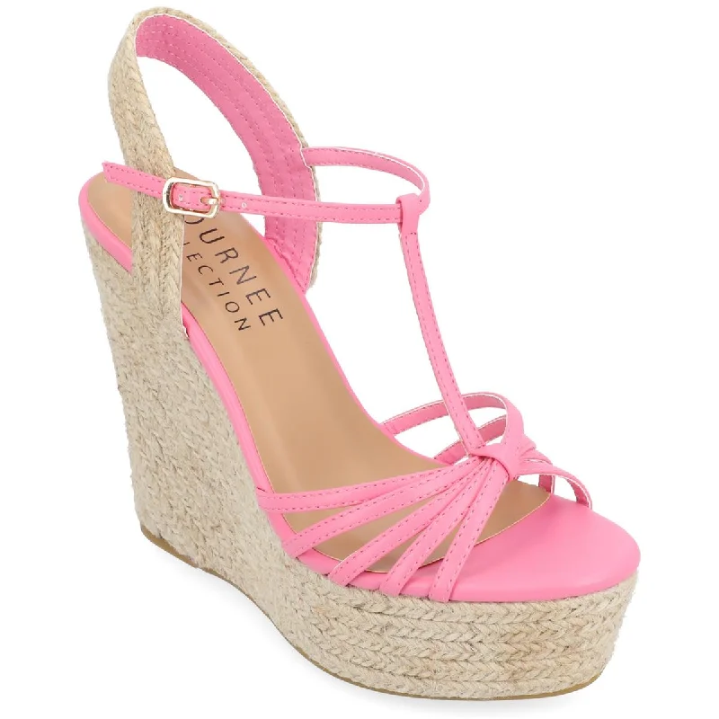 Journee Collection Womens YARA Faux Leather Dressy Wedge Sandals Memory - Foam Slipper Look Journee Collection Womens YARA Faux Leather Dressy Wedge Sandals Memory - Foam Slipper Look