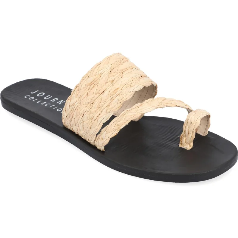 Journee Collection Womens Zindy Toe-Loop Flat Slide Sandals Paisley Print Shoe Design Journee Collection Womens Zindy Toe-Loop Flat Slide Sandals Paisley Print Shoe Design