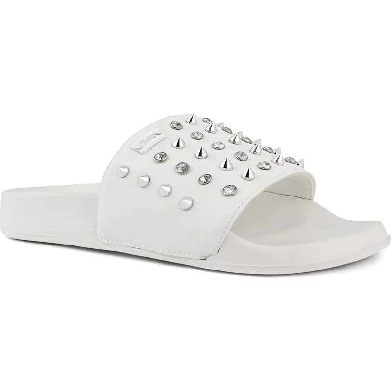 Juicy Couture Womens Slone Studded Open Toe Slide Sandals Strap - Up Sandal Resort Style Juicy Couture Womens Slone Studded Open Toe Slide Sandals Strap - Up Sandal Resort Style