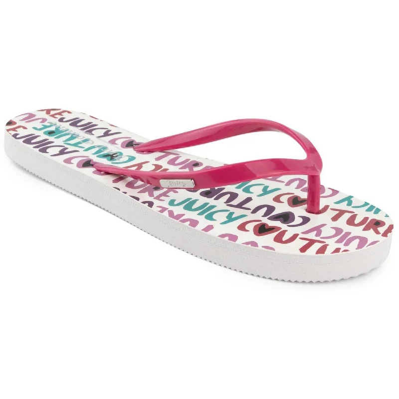 Juicy Couture Womens Zamia Printed Slip On Flip-Flops Comfortable Derby Style  