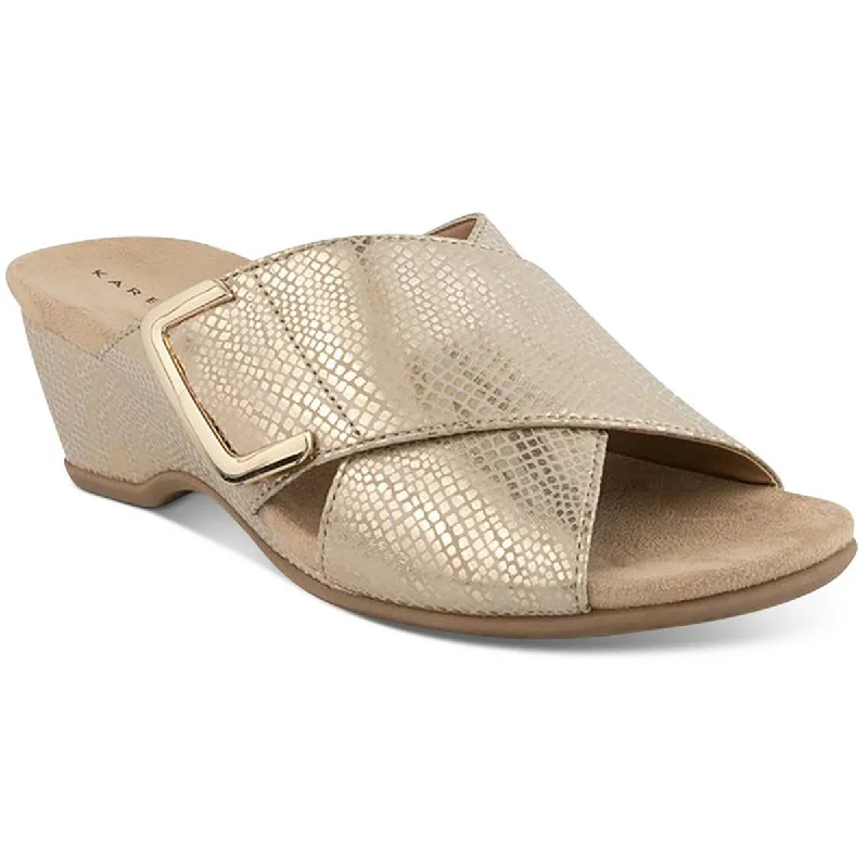 Karen Scott Womens ELZAA Slip On Open Toe Wedge Sandals Buckle -