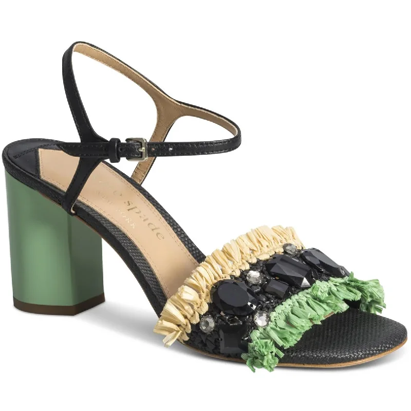 Kate Spade New York Womens Bora Bora Raffia Embellished Heels Camouflage Print Boot Style Kate Spade New York Womens Bora Bora Raffia Embellished Heels Camouflage Print Boot Style