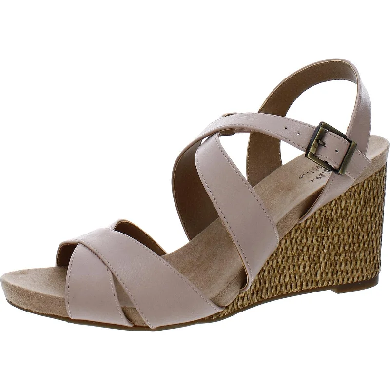 LifeStride Womens Harbor Faux Leather Strappy Wedge Sandals Loose - Fit Slipper Style LifeStride Womens Harbor Faux Leather Strappy Wedge Sandals Loose - Fit Slipper Style