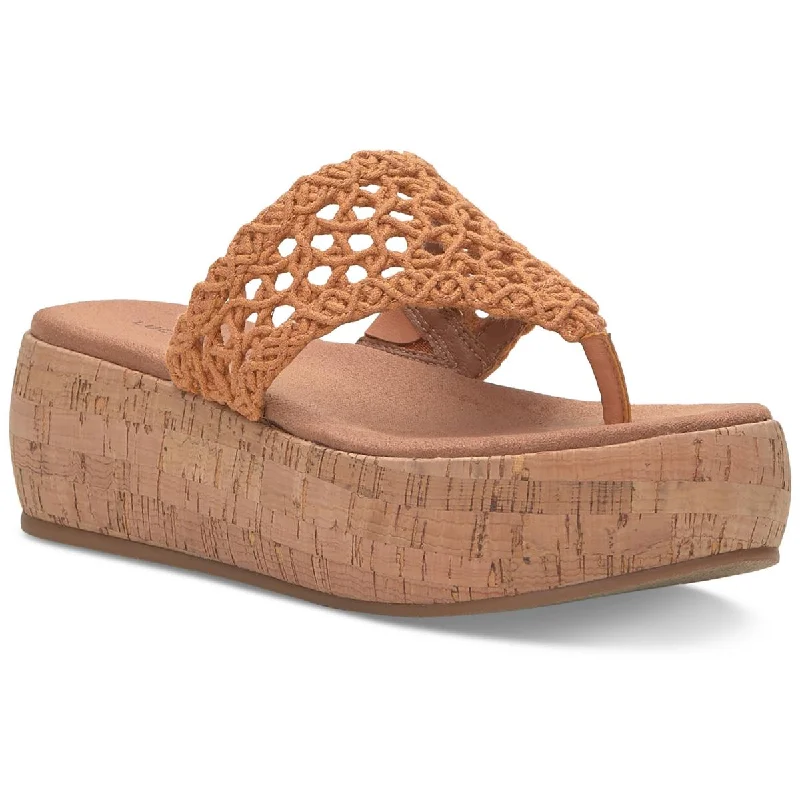 Lucky Brand Womens Jaslene Macrame Slip On Flatform Sandals Ivy League - Inspired Derby Look Lucky Brand Womens Jaslene Macrame Slip On Flatform Sandals Ivy League - Inspired Derby Look