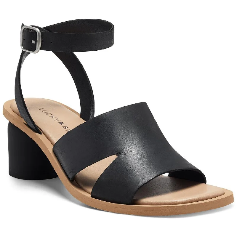 Lucky Brand Womens Pemal Leather Ankle Strap Heel Sandals Retro Plimsoll Style  