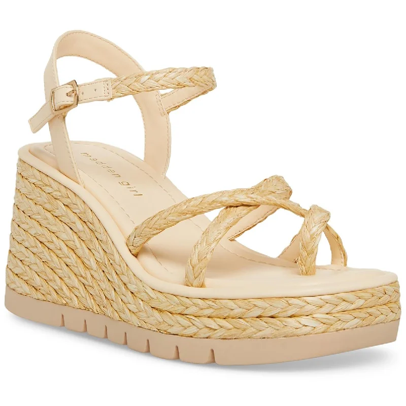 Madden Girl Womens Vault Raffia Cushioned Footbed Wedge Sandals Edwardian Shoe Look  