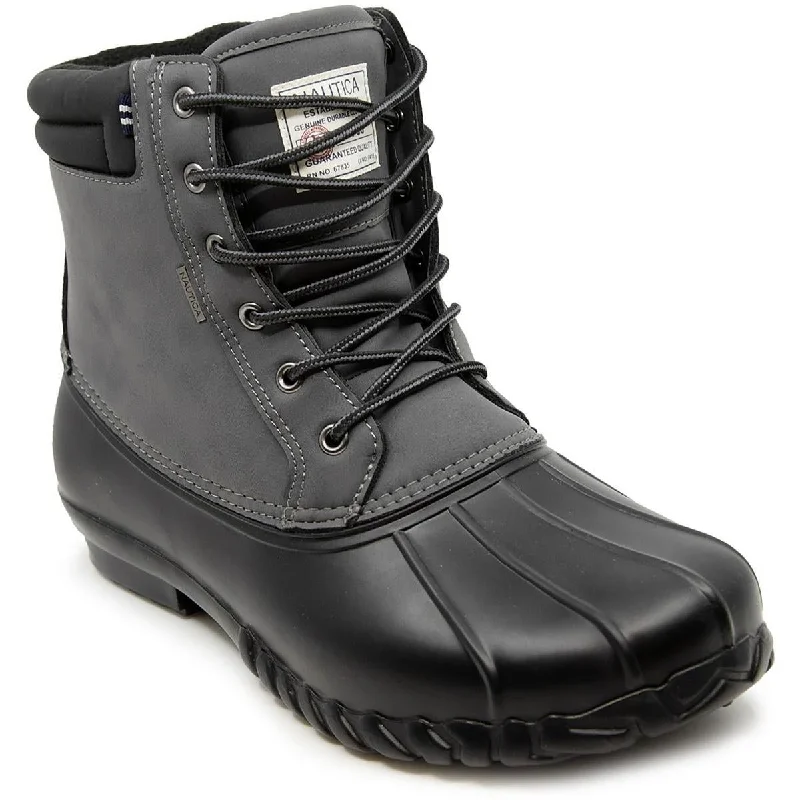Nautica Mens Channing Faux Leather Lace-Up Winter & Snow Boots Ivy League - Inspired Derby Look Nautica Mens Channing Faux Leather Lace-Up Winter & Snow Boots Ivy League - Inspired Derby Look