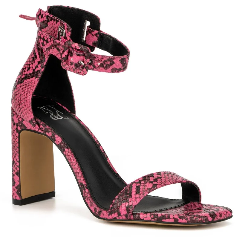 New York & Company Womens Lexi Faux Leather Strappy Block Heels Upcycled Shoe Look  