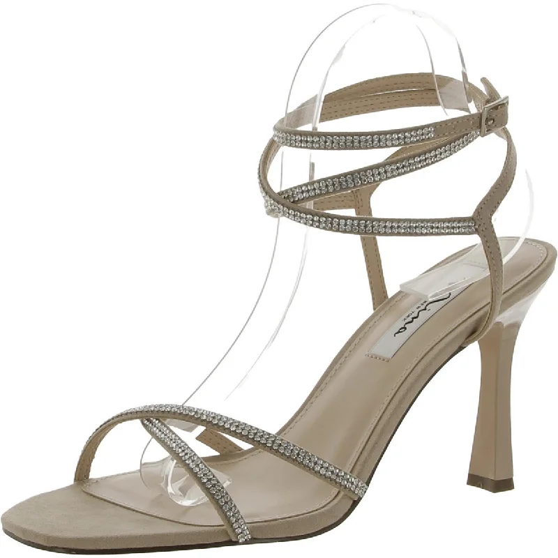 Nina Womens denise Ankle Strap Open Toe Pumps Leather Driving Shoe Style  