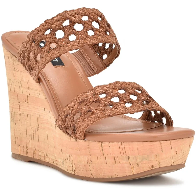 Nine West Womens KALANI2 Cork heel Square toe Wedge Sandals Lightweight Tennis Sneaker Look Nine West Womens KALANI2 Cork heel Square toe Wedge Sandals Lightweight Tennis Sneaker Look