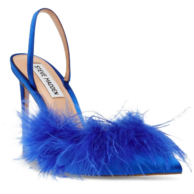 Steve Madden Womens Alexis Satin Feathers Pumps Performance Running Sneaker Look  