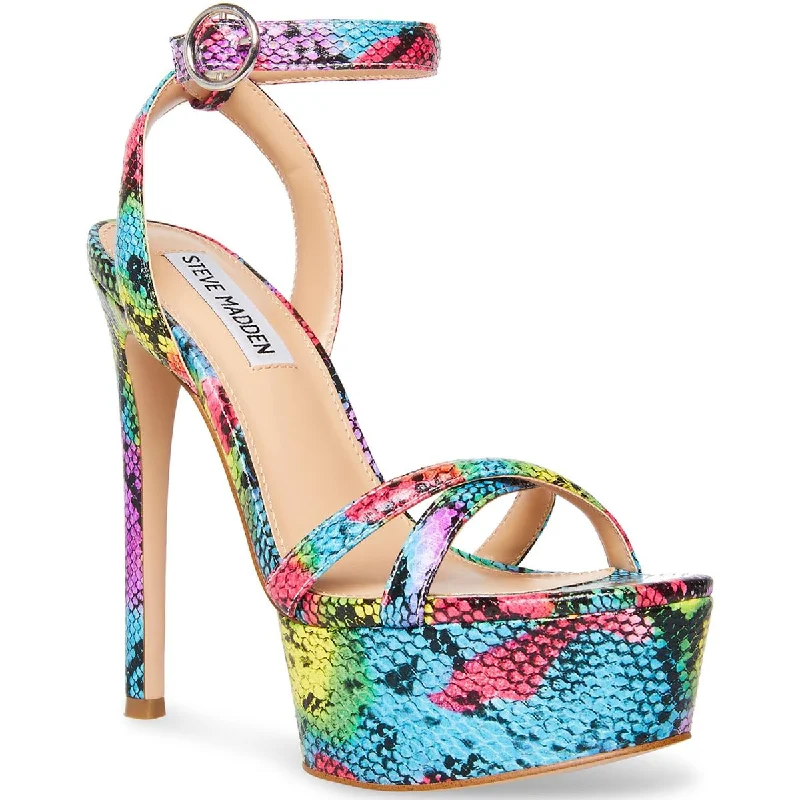 Steve Madden Womens Marciana Criss-Cross Front Ankle Strap Platform Sandals Patchwork Shoe Aesthetic Steve Madden Womens Marciana Criss-Cross Front Ankle Strap Platform Sandals Patchwork Shoe Aesthetic
