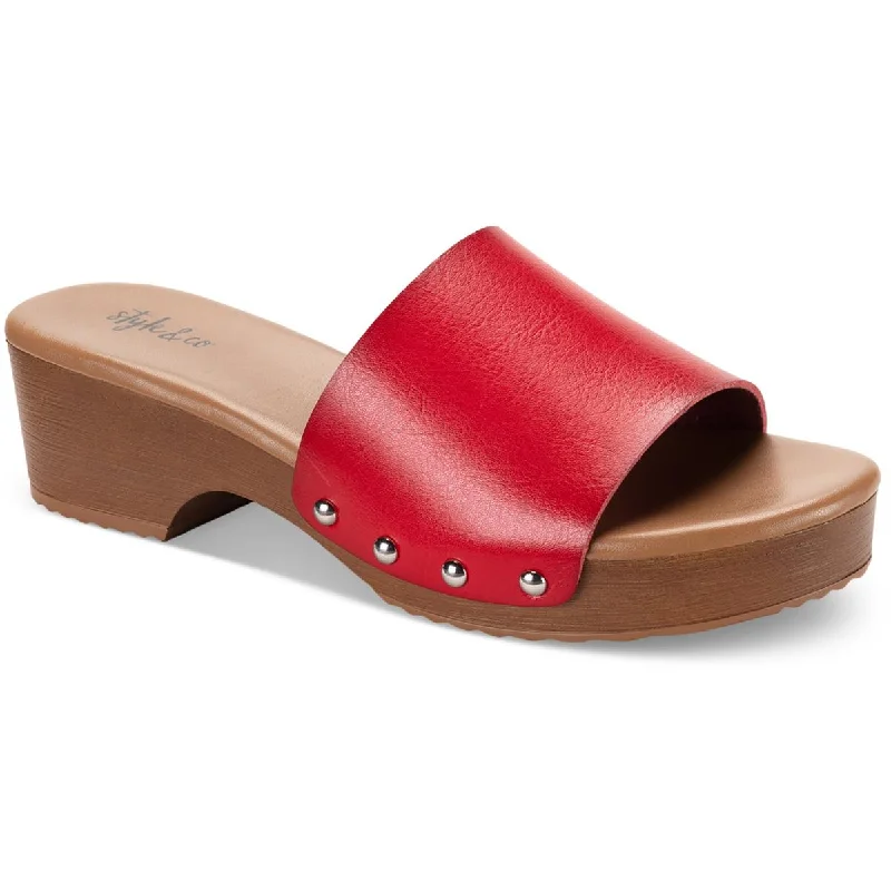 Style & Co. Womens Devieep Faux Leather Slip On Block Heel Distressed Leather Shoe Style Style & Co. Womens Devieep Faux Leather Slip On Block Heel Distressed Leather Shoe Style