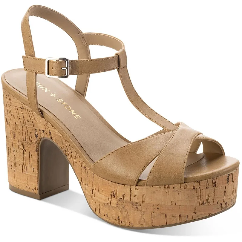 Sun + Stone Womens Jillien Cork Block Heels Aesthetic  