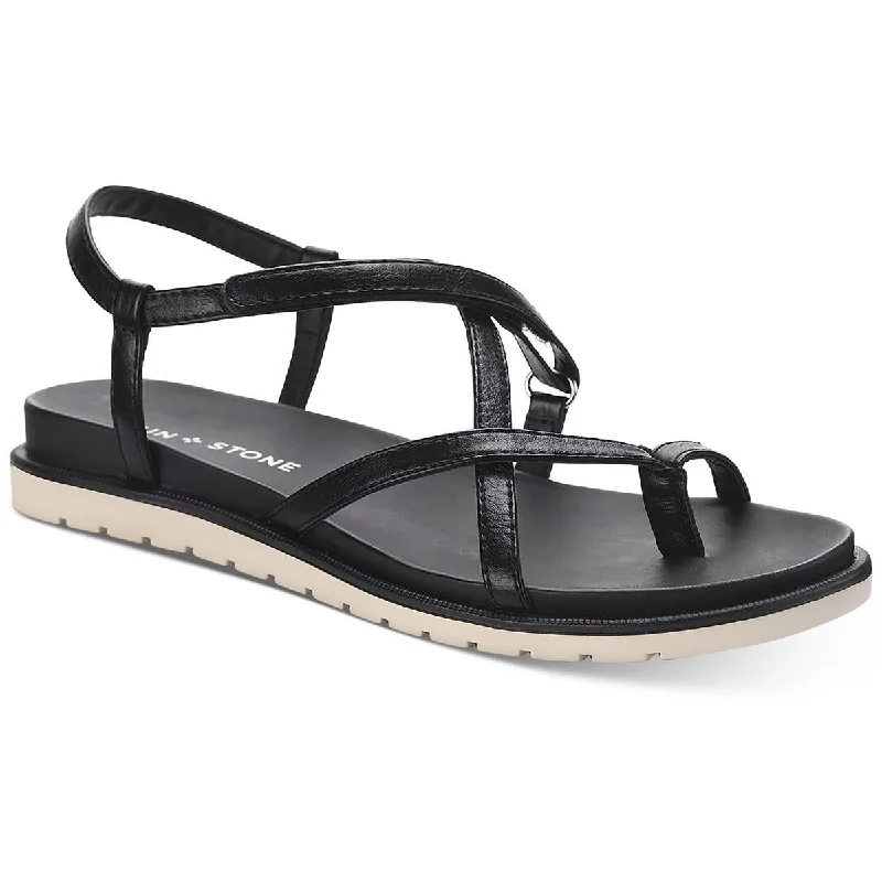 Sun + Stone Womens Juune Faux Leather Toe-Post Slingback Sandals Wingtip Oxford Design Sun + Stone Womens Juune Faux Leather Toe-Post Slingback Sandals Wingtip Oxford Design