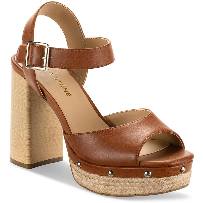 Sun + Stone Womens Teagann Faux Leather Open Toe Pumps British Gentleman Oxford Style  