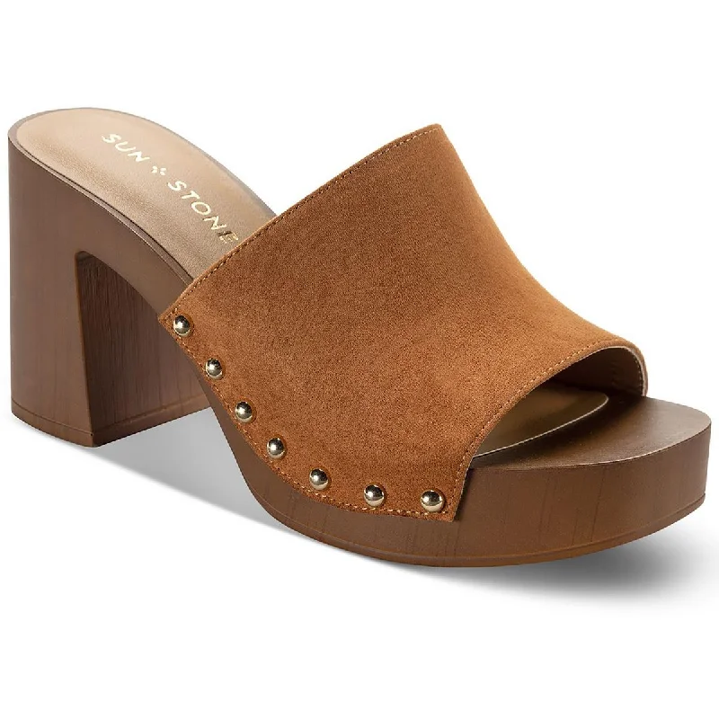 Sun + Stone Womens Twiggyy Faux Suede Studded Block Heel Mod Oxford Design  