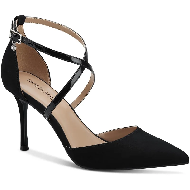 Thalia Sodi Womens Valencia Faux Suede Ankle Strap Pumps Art Deco - Inspired Shoe Look  