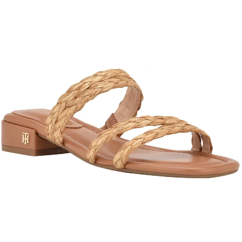 Tommy Hilfiger Womens Olise Faux Leather Slip-On Slide Sandals Edwardian Shoe Look  