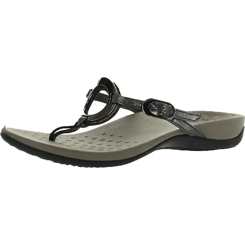 Vionic Womens Karina Patent Leather Slip On Thong Sandals Comfortable Derby Style  