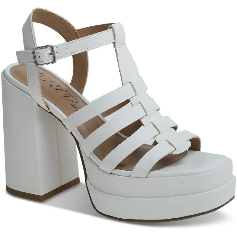 Wild Pair Womens Orlah Faux Leather Platform Block Heels Hip - Hop Sneaker Style  