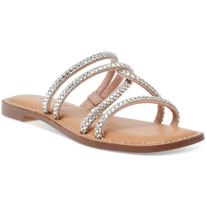 Wild Pair Womens Rhinestone Criss-Cross Slide Sandals Patchwork Shoe Aesthetic  