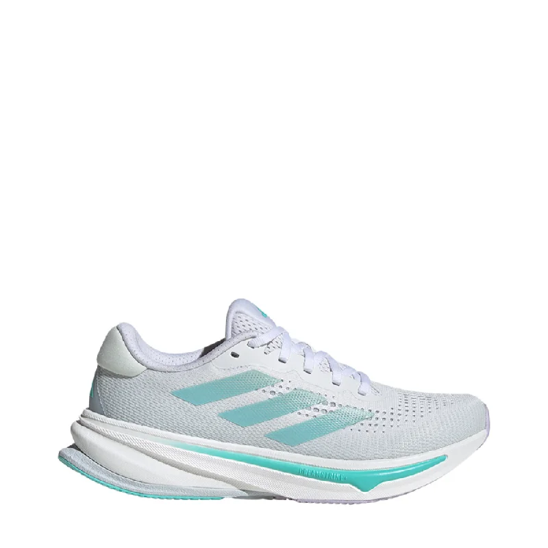 Adidas Women's Supernova Rise Sneaker in Ftw White/Linen Green Metallic/Flash Aqua Ivy League Loafer Look Adidas Women's Supernova Rise Sneaker in Ftw White/Linen Green Metallic/Flash Aqua Ivy League Loafer Look