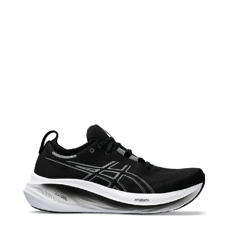 Asics Men's GEL-NIMBUS 26 Sneaker in Black/Graphite Grey Open - Lacing Derby Look  
