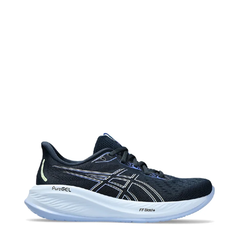 Asics Women's Gel-Cumulus 26 Sneaker in French Blue/Light Sapphire Neon - Accent Sneaker Look Asics Women's Gel-Cumulus 26 Sneaker in French Blue/Light Sapphire Neon - Accent Sneaker Look