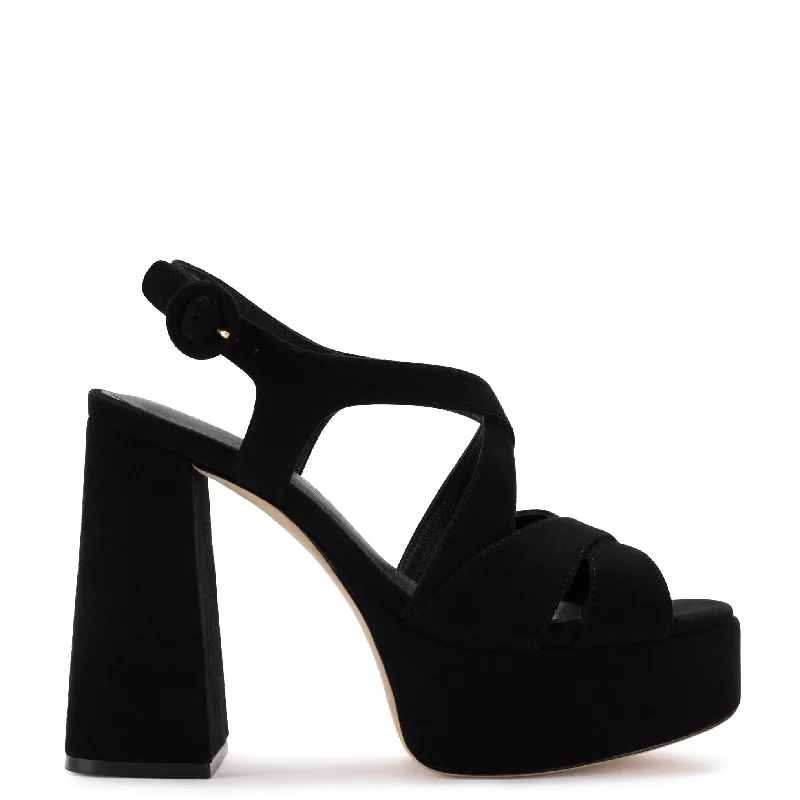 Bee Sandal In Black Suede Ankle - High Military Boot Style  