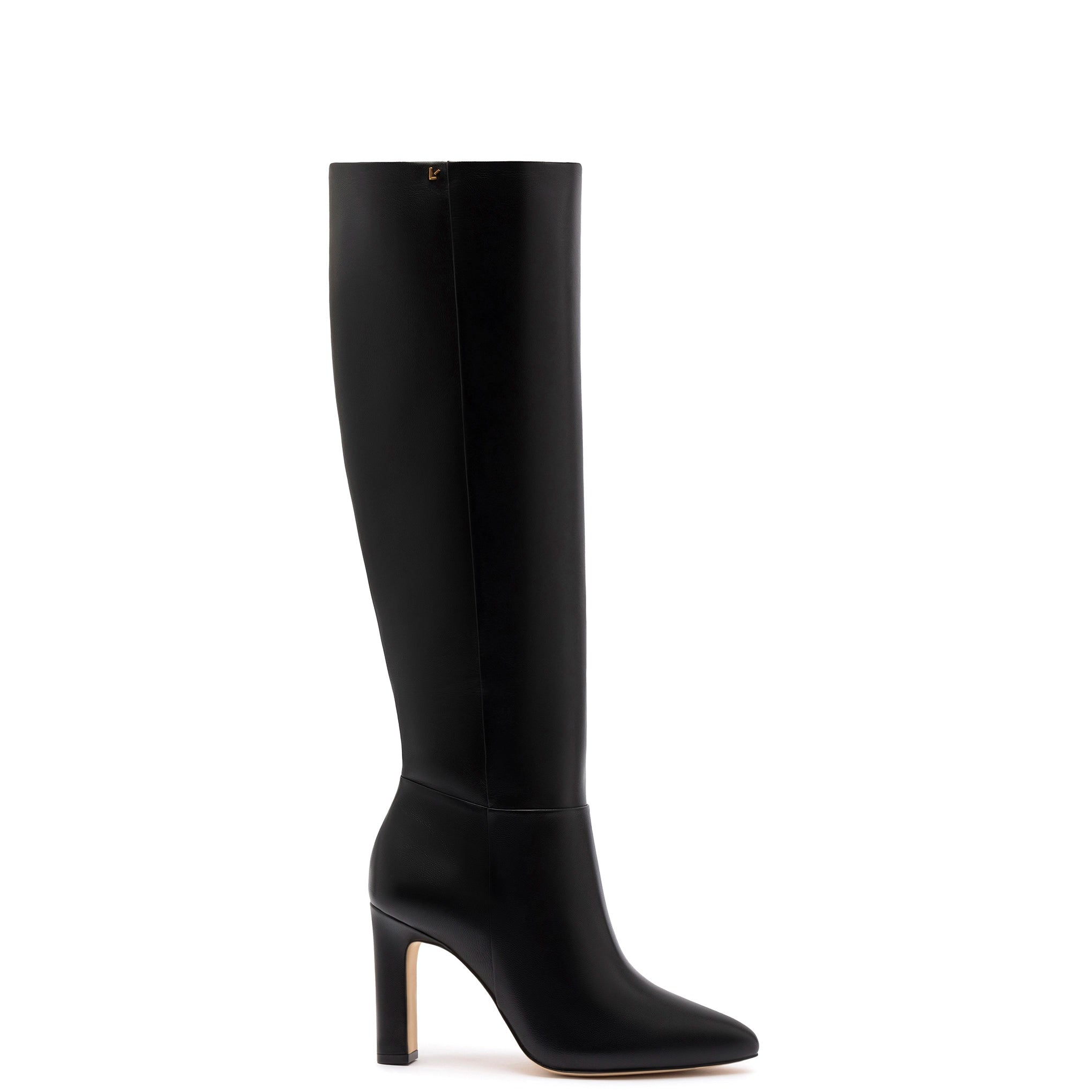 Cindy Hi Boot In Black Leather Retro Plimsoll Style  