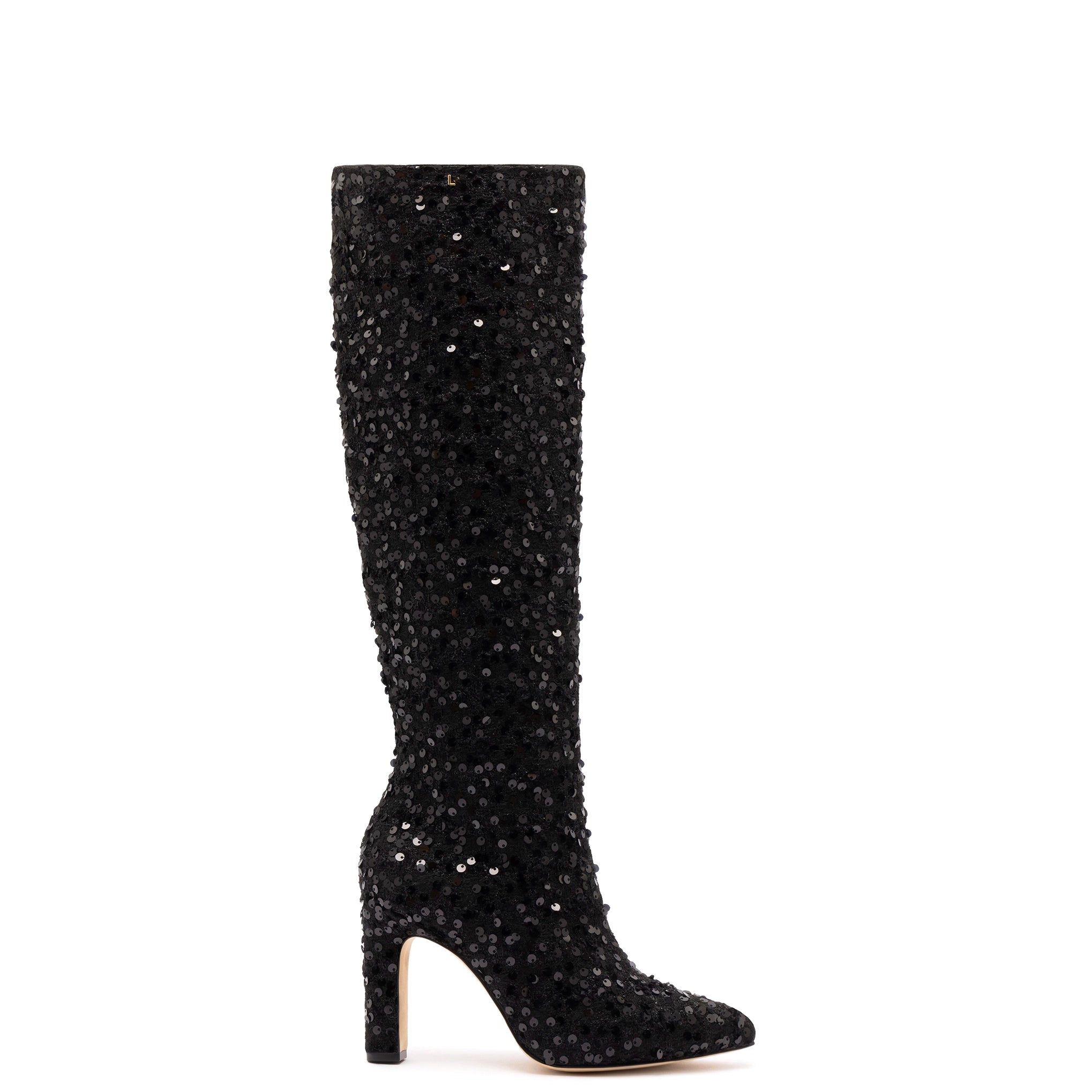 Cindy Hi Boot In Black Sequins Paisley Print Shoe Design  