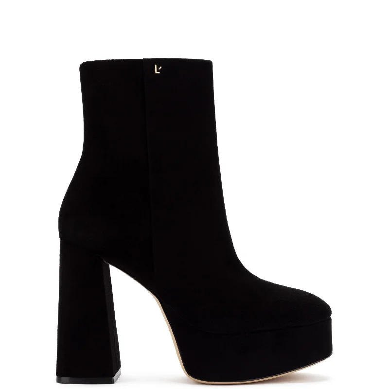 Dolly Boot In Black Suede Ankle - High Military Boot Style  