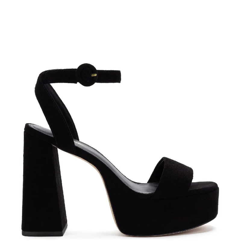 Dolly Sandal In Black Suede Wingtip Oxford Design 