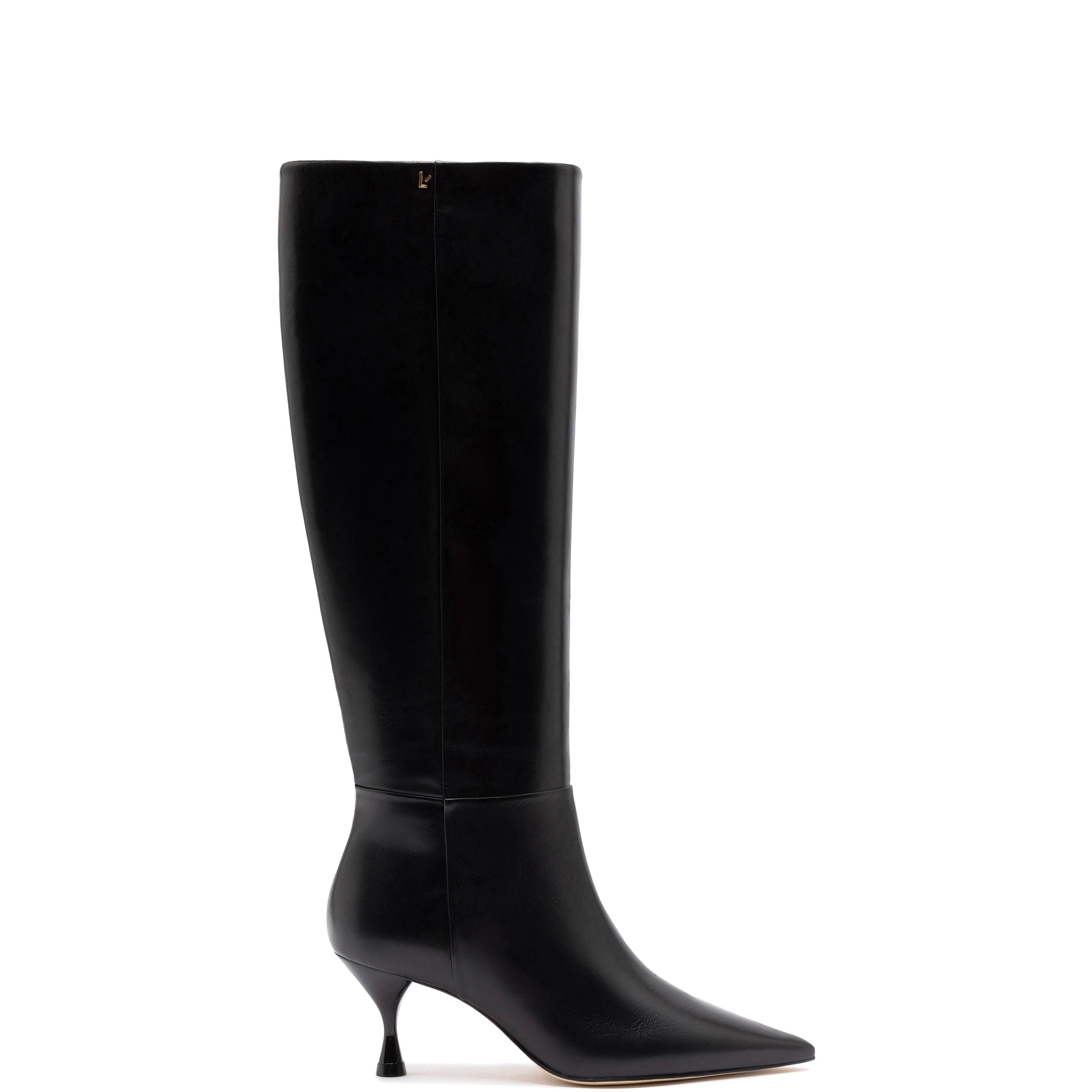 Georgia Boot In Black Leather Metallic Trim Shoe Design  