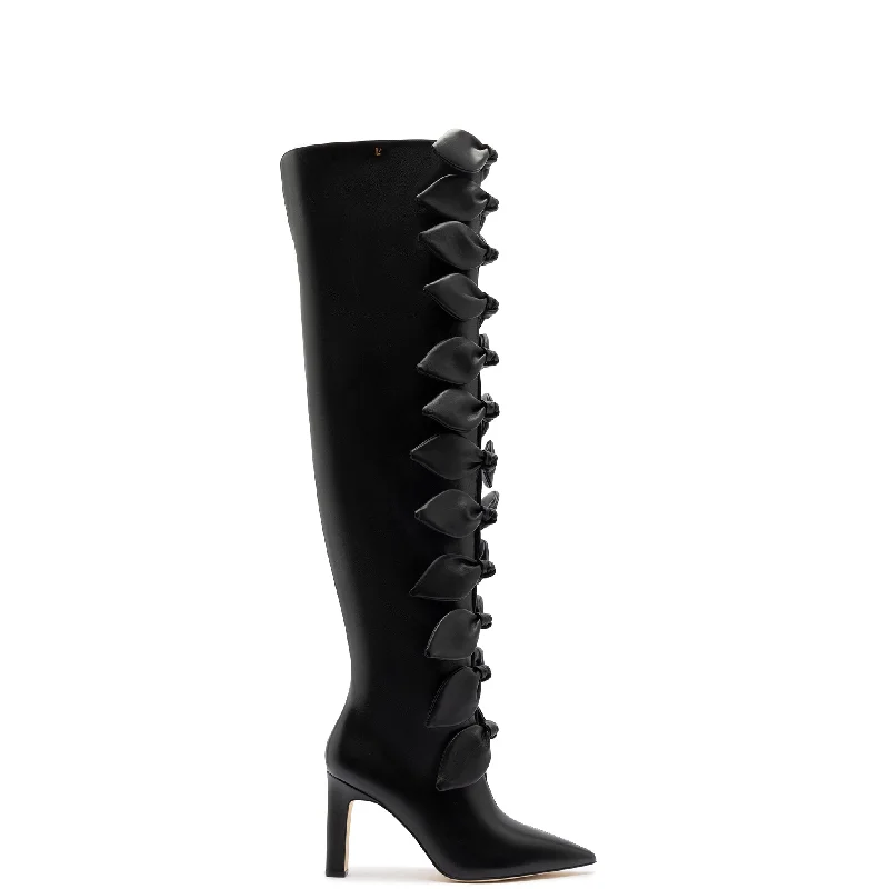 Larroudé for Jonathan Cohen: Tie Boot In Black Leather Elastic - Sided Chelsea Look Larroudé for Jonathan Cohen: Tie Boot In Black Leather Elastic - Sided Chelsea Look