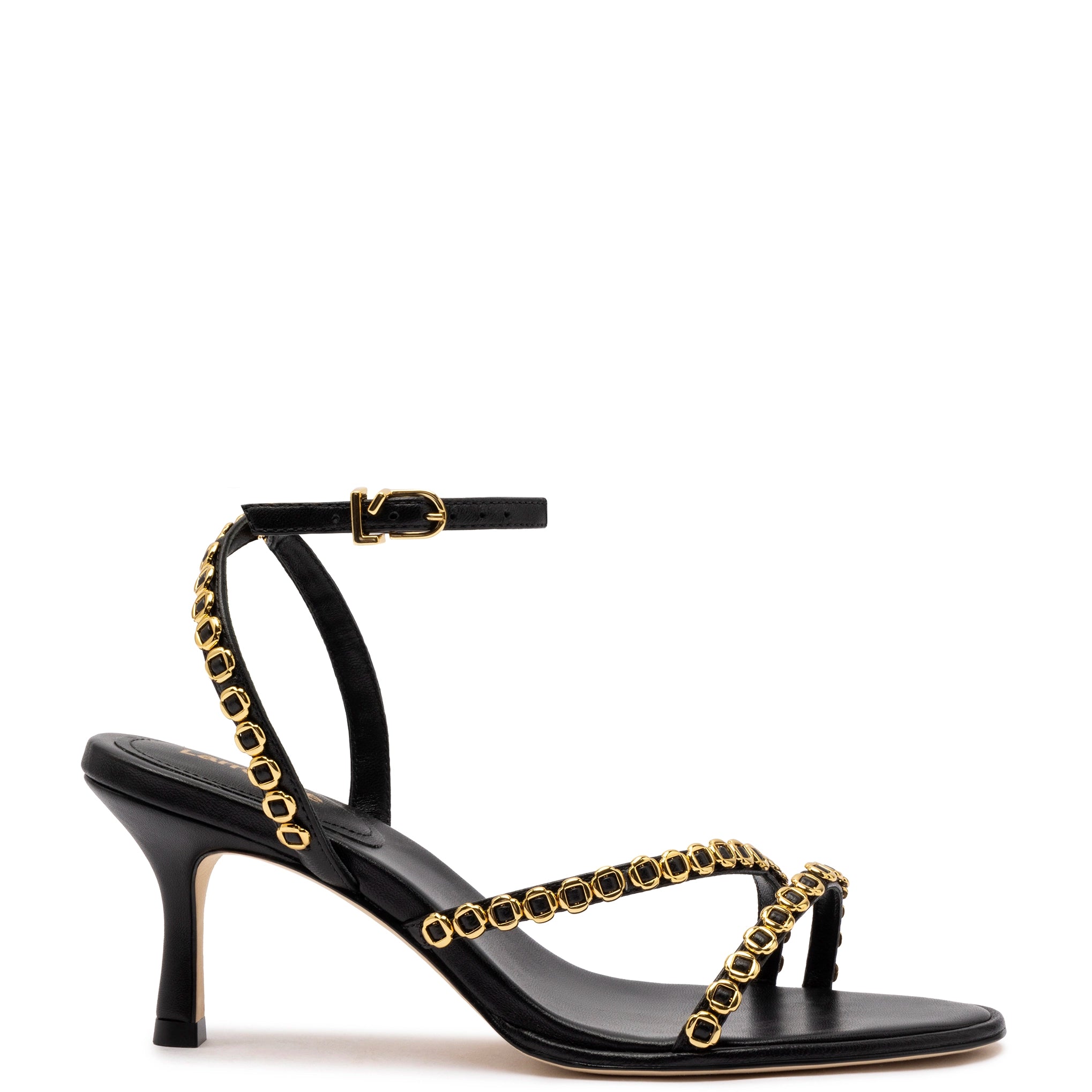 Milanina Mini Sandal In Black Leather Tassel Driving Shoe Look 